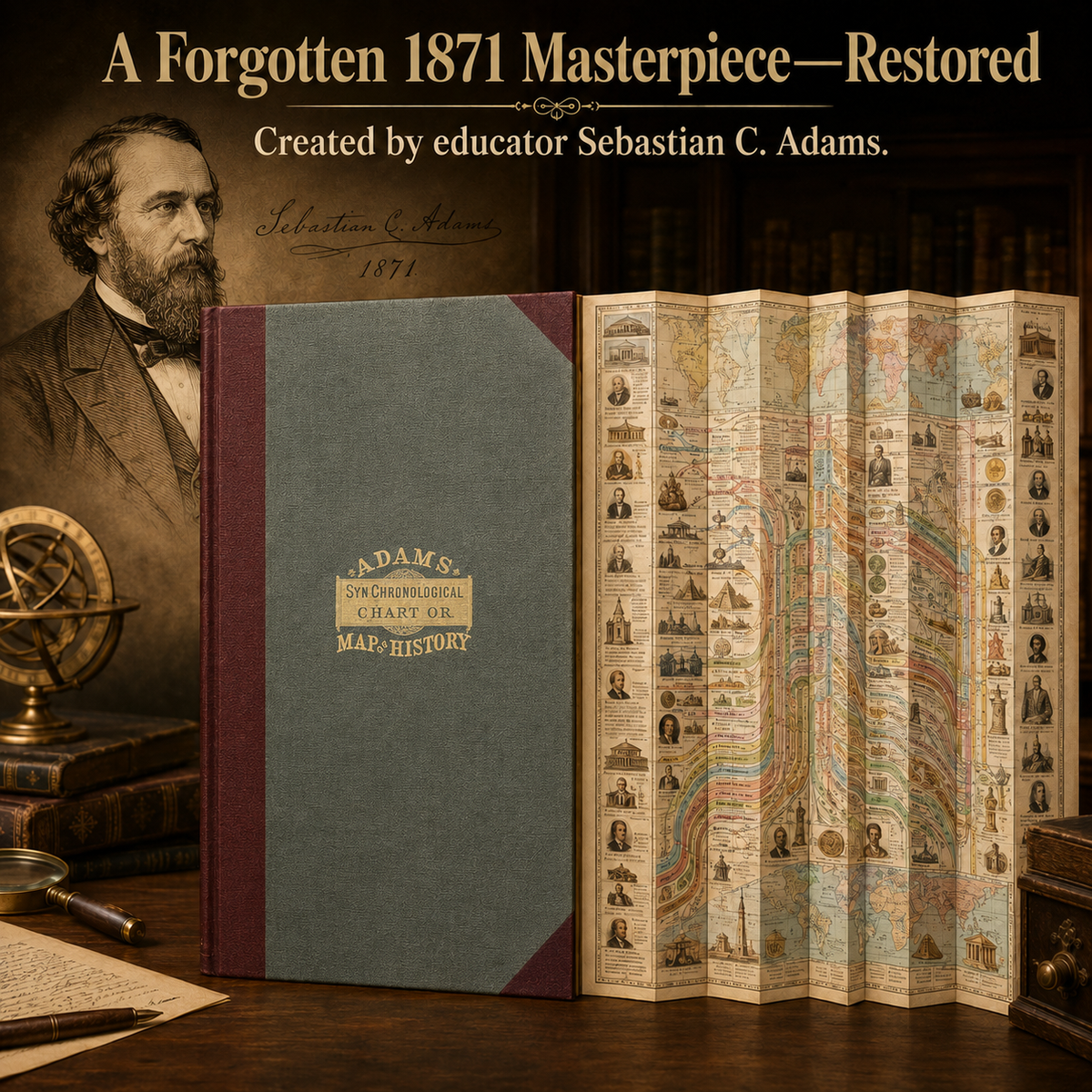 1871 Adams chronological chart restored edition